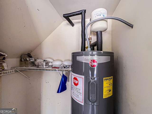 utility room with electric water heater