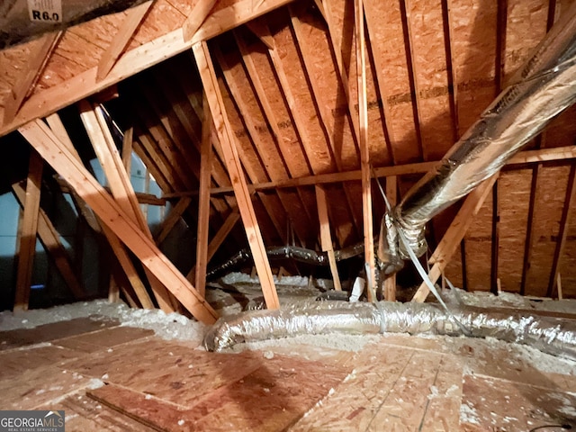 view of unfinished attic