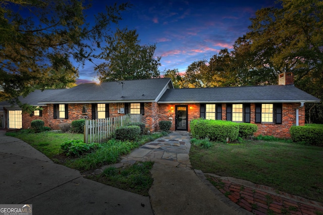 215 Cedar St, Anderson, SC 29626 - single story home featuring fence, a yard, brick siding, and a chimney