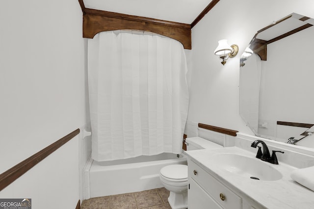 215 Cedar St, Anderson, SC 29626 - bathroom featuring tile patterned floors, toilet, shower / tub combo with curtain, and vanity