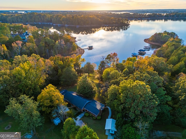 215 Cedar St, Anderson, SC 29626 - aerial view at dusk with a water view and a forest view