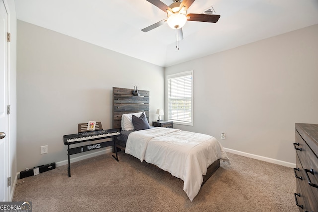 32 Winifred Way, Senoia, GA 30276 - bedroom featuring carpet flooring, baseboards, lofted ceiling, and ceiling fan