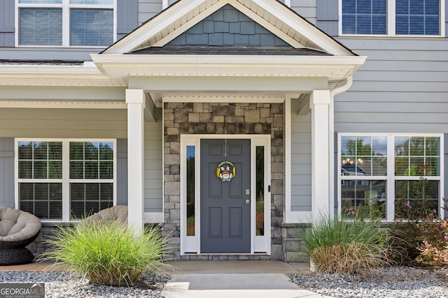 32 Winifred Way, Senoia, GA 30276 - property entrance with stone siding