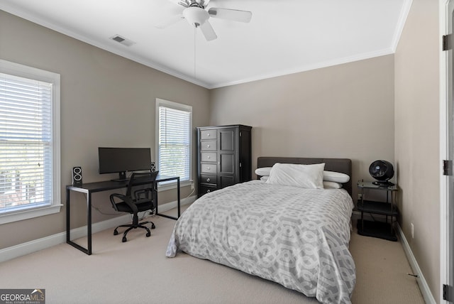 3105 Neal Ct, Cumming, GA 30041 - carpeted bedroom with visible vents, baseboards, and crown molding