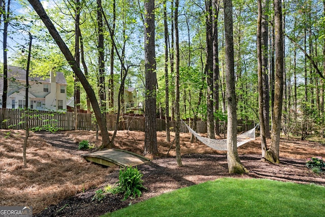 view of yard featuring fence