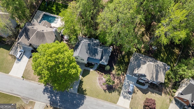 aerial view of a pool area