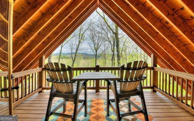 exterior space featuring a mountain view
