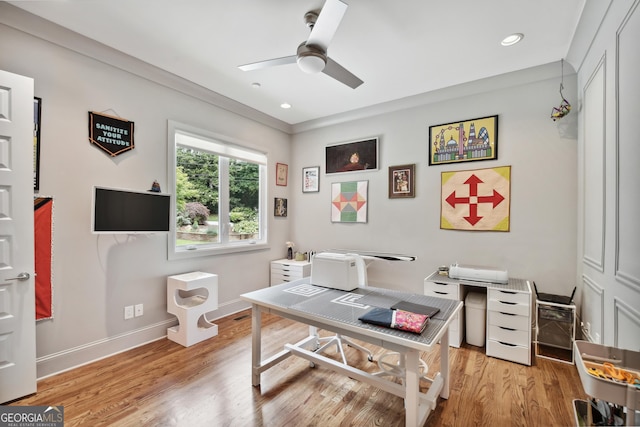 1155 Mcconnell Dr, Decatur, GA 30033 - office space featuring light wood-style floors, ceiling fan, baseboards, and recessed lighting