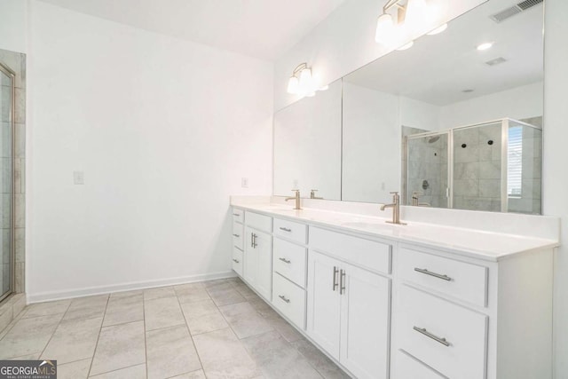 3514 Ambassador Aly, Scottdale, GA 30079 - full bath featuring a shower stall, double vanity, a sink, and visible vents
