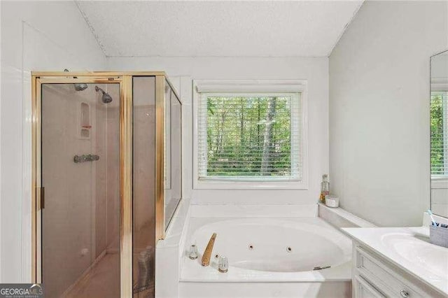230 Oakmere Dr, Alpharetta, GA 30009 - bathroom featuring a stall shower, vanity, and a whirlpool tub