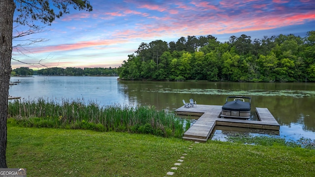 1001 Sugar Hill Way, Buckhead, GA 30625 - dock area featuring a water view, a yard, and a wooded view