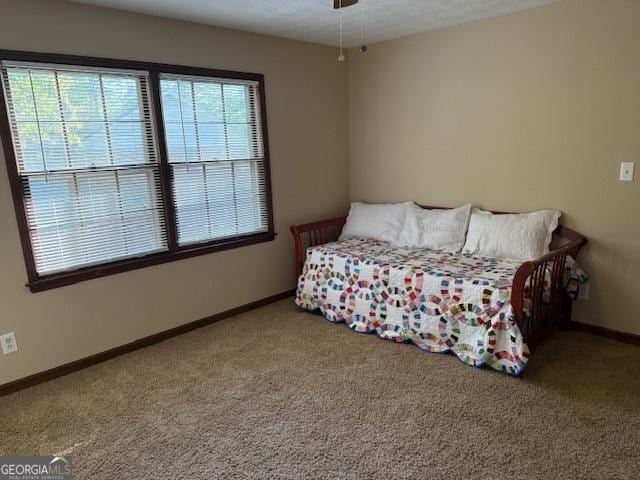 bedroom with multiple windows and carpet