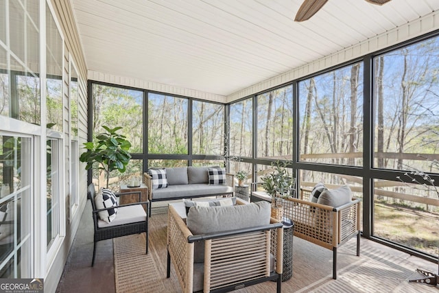 185 Starlight Dr, Dahlonega, GA 30533 - sunroom featuring an outdoor living space, a ceiling fan, and a wealth of natural light