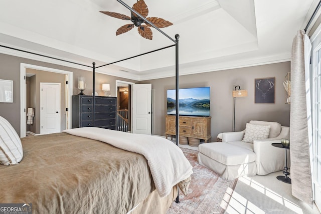 185 Starlight Dr, Dahlonega, GA 30533 - bedroom with a raised ceiling and crown molding
