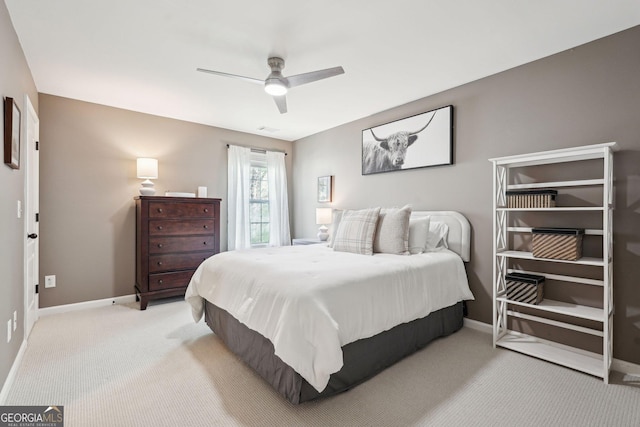 185 Starlight Dr, Dahlonega, GA 30533 - bedroom with light carpet, baseboards, and a ceiling fan
