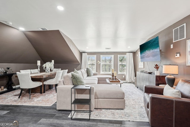 185 Starlight Dr, Dahlonega, GA 30533 - living area with dark wood-type flooring and visible vents