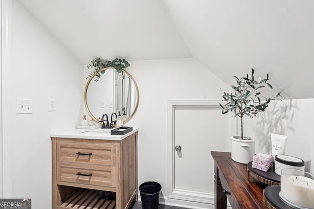 185 Starlight Dr, Dahlonega, GA 30533 - bathroom with vanity and vaulted ceiling