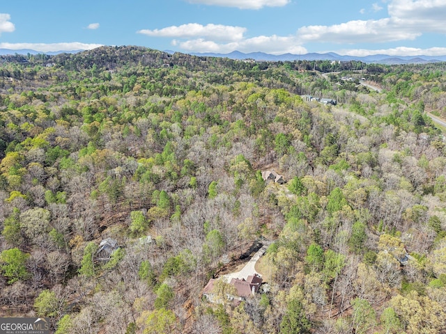 185 Starlight Dr, Dahlonega, GA 30533 - drone / aerial view with a wooded view and a mountain view