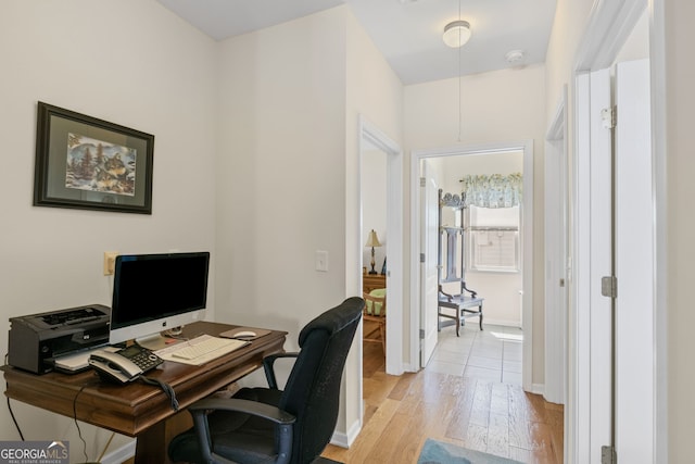 office featuring light wood-type flooring