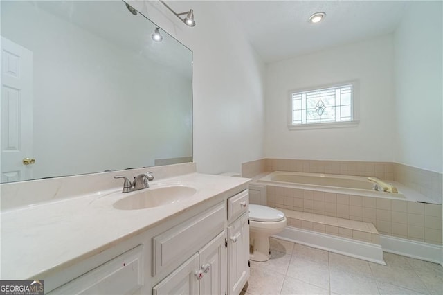 3775 Belle Glade Trl, Snellville, GA 30039 - full bath with a garden tub, vanity, and tile patterned flooring