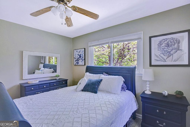 bedroom featuring a ceiling fan