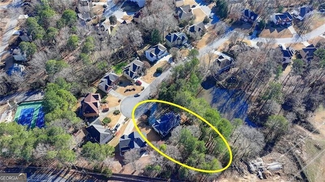 drone / aerial view with a residential view