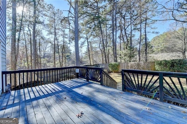 deck featuring fence