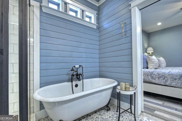 517 Monet Dr Unit 1144R, Ellijay, GA 30540 - full bath featuring wood walls, ensuite bathroom, a soaking tub, and wood finished floors