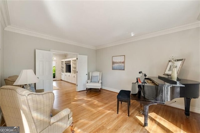 5520 Glen Errol Rd, Atlanta, GA 30327 - sitting room with ornamental molding and light wood finished floors