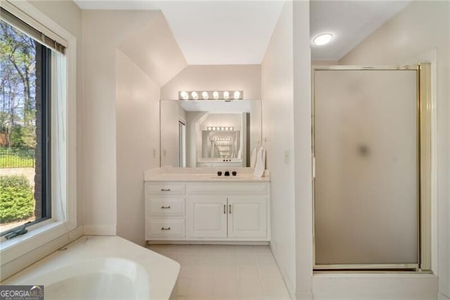 5520 Glen Errol Rd, Atlanta, GA 30327 - bathroom featuring a stall shower, vanity, and a bath