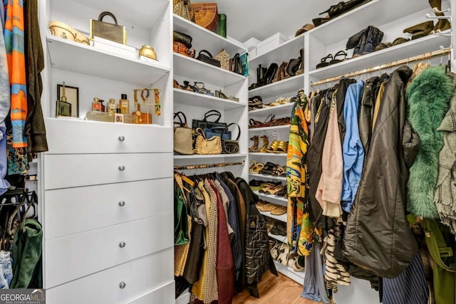 spacious closet with wood finished floors