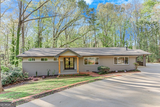 808 Sherwood Rd, Gainesville, GA 30501 - view of front of home featuring brick siding, concrete driveway, crawl space, and roof with shingles