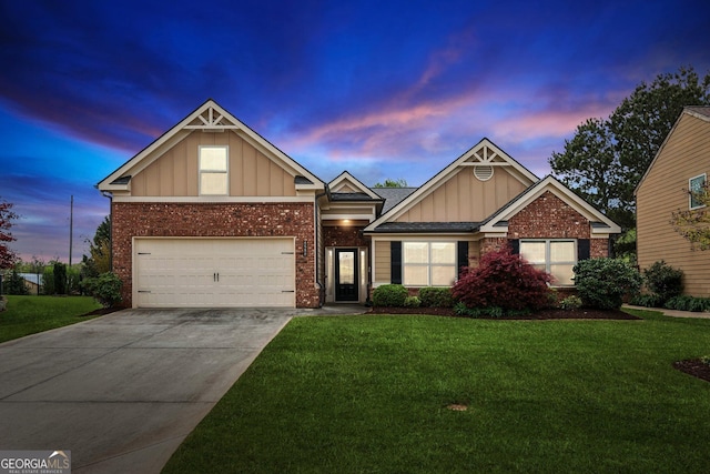 4580 Orchard Ridge Ct, Cumming, GA 30028 - craftsman inspired home featuring board and batten siding, concrete driveway, a front yard, and brick siding