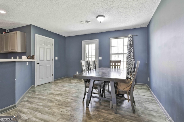 1109 Allen Rd, Grantville, GA 30220 - dining room featuring visible vents, a textured ceiling, baseboards, and wood finished floors