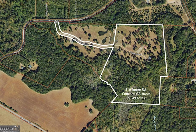 516 Turner Rd, Concord, GA 30206 - map / location featuring property parcel outlined