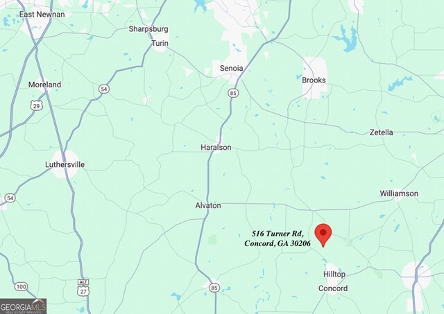 516 Turner Rd, Concord, GA 30206 - map of property with streets / nearby areas