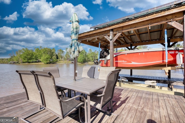 480 Friar Tuck Cir, Covington, GA 30014 - view of dock featuring boat lift and a water view