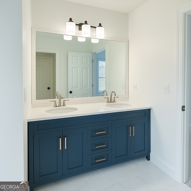 8660 Anchor On Lanier Ct, Gainesville, GA 30506 - full bath with double vanity, marble finish flooring, and baseboards