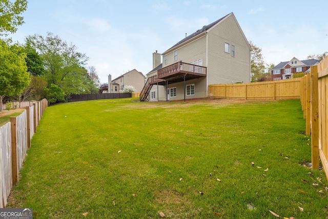 2635 Stonehill Dr, Cumming, GA 30041 - view of yard with stairs, a fenced backyard, and a wooden deck