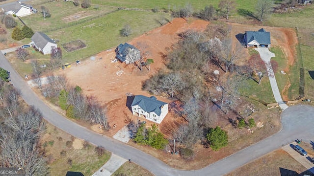 drone / aerial view with a rural view