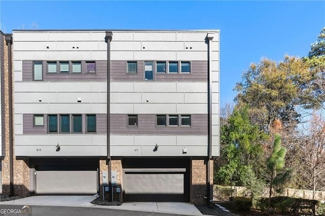 exterior space with a garage