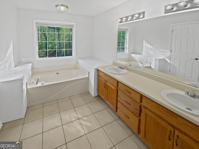 823 New Hope Rd, Mcdonough, GA 30252 - bathroom with a wealth of natural light, double vanity, and a sink