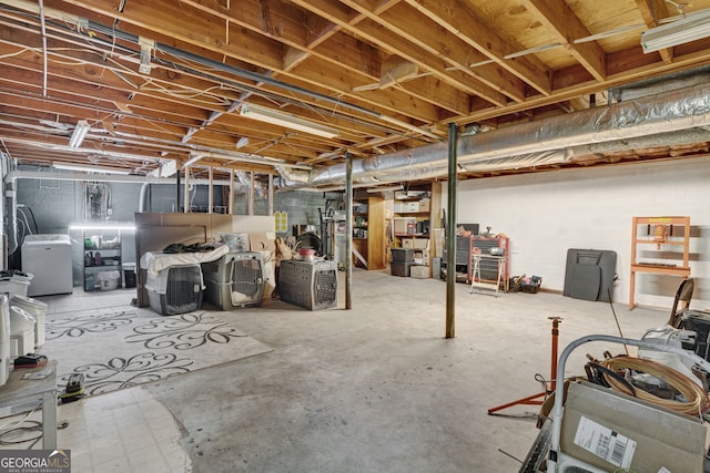 view of unfinished basement