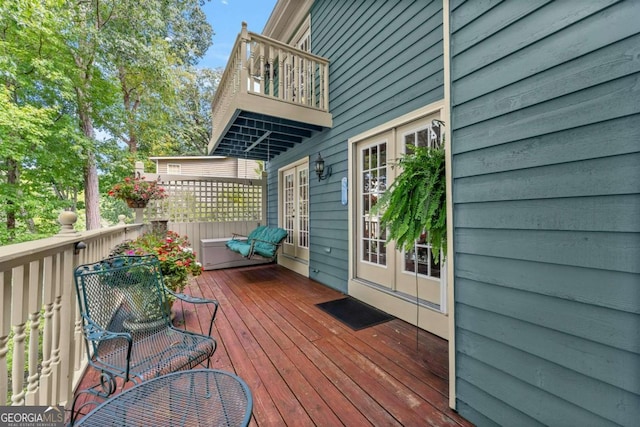 deck featuring french doors
