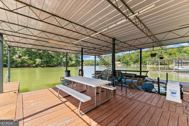 dock area featuring a water view
