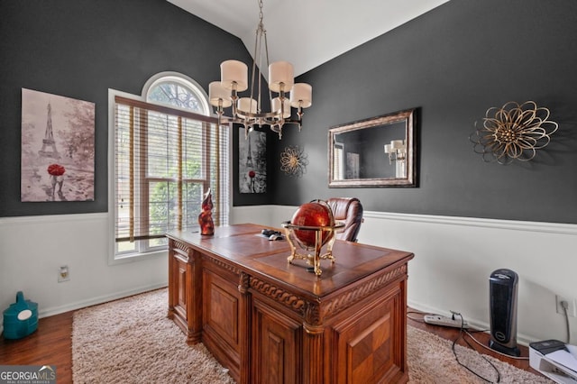 272 William Nye Dr SE, Atlanta, GA 30315 - interior space with a wealth of natural light, wood finished floors, an inviting chandelier, and vaulted ceiling