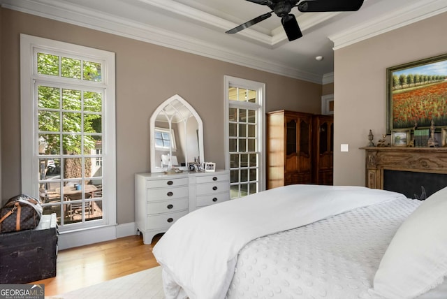 240 Trotters Rdg, Fayetteville, GA 30215 - bedroom featuring crown molding, light wood-style flooring, and a ceiling fan