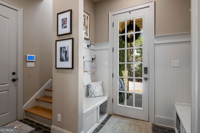 240 Trotters Rdg, Fayetteville, GA 30215 - mudroom featuring wainscoting and a healthy amount of sunlight