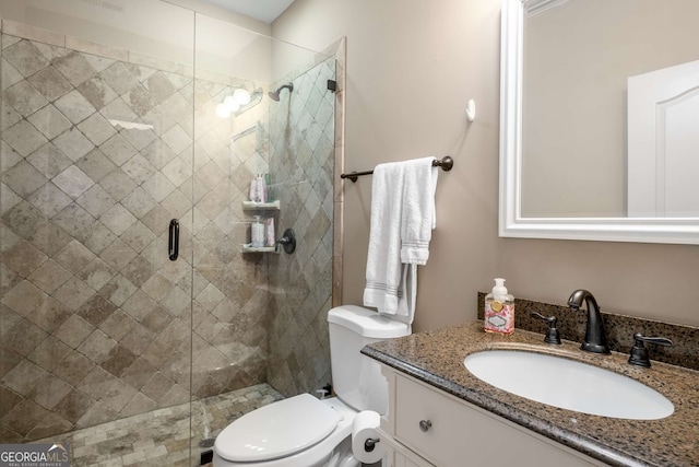 240 Trotters Rdg, Fayetteville, GA 30215 - bathroom with toilet, a stall shower, and vanity
