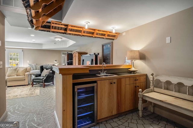 240 Trotters Rdg, Fayetteville, GA 30215 - bar with wet bar, a sink, beverage cooler, and visible vents